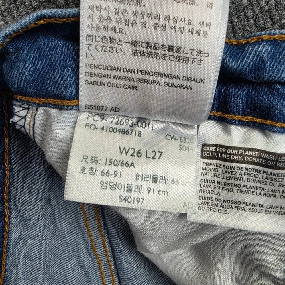 Levis Premium Ribcage Straight Jeans Women's 26 High Rise Dark Wash Button Fly